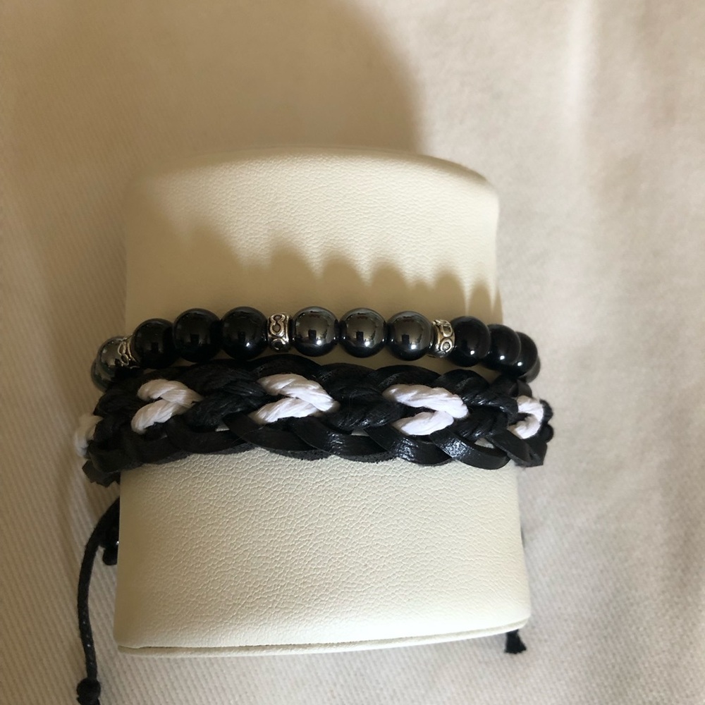 Spiritual Beads and Braided Naga Leather Bracelet